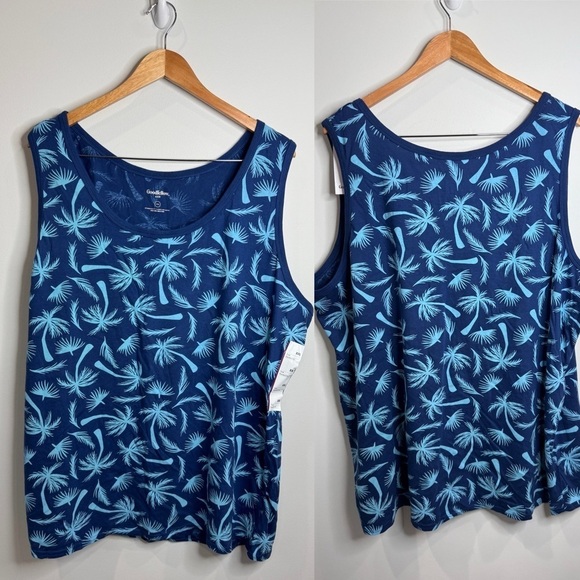 Goodfellow & Co. Blue Palm Tree Tropical Men's Tank Top (XXL) - Picture 2 of 7
